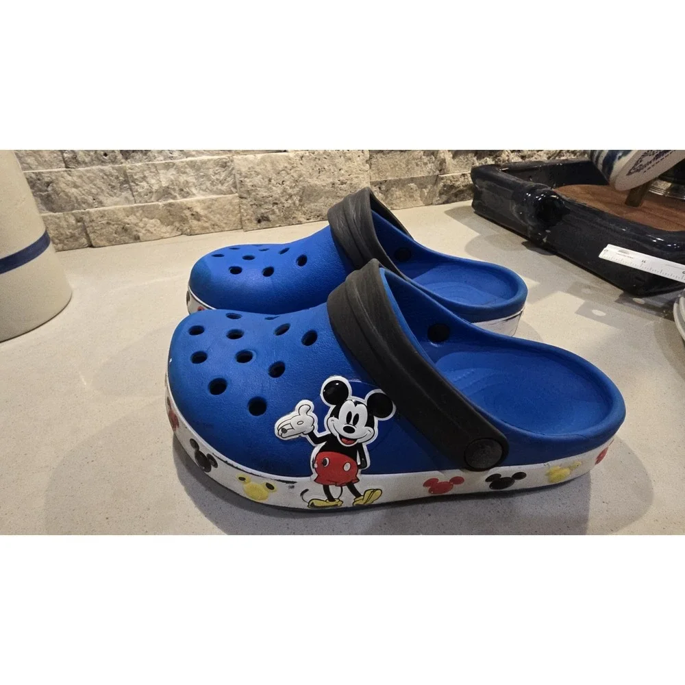 Disney Mickey Mouse Blue Crocs Kids Slip-On Garden Water Shoe Comfort Foam SZ J2